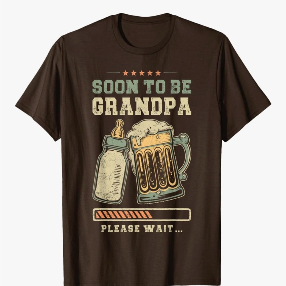 Soon to Be Grandpa Graphic Brown T-Shirt XL.  C-2